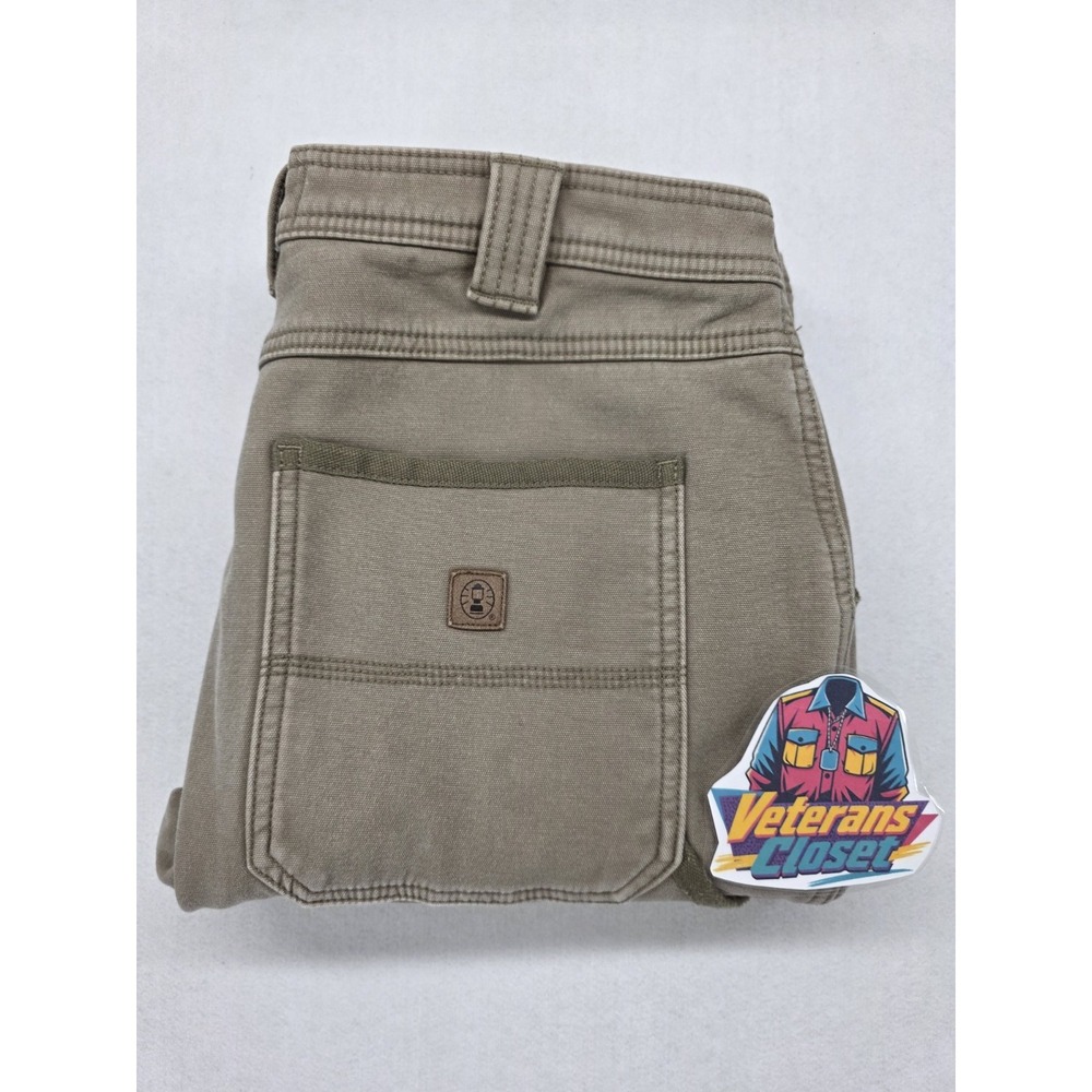 Coleman Fleece Lined Carpenter Pants Men 32x30 Beige Canvas Work Utility Outdoor